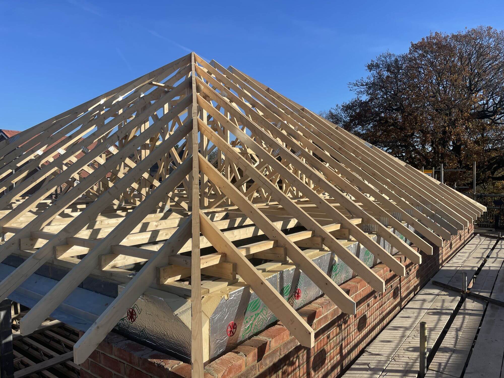 Rood rafters being installed in Walberton property development project